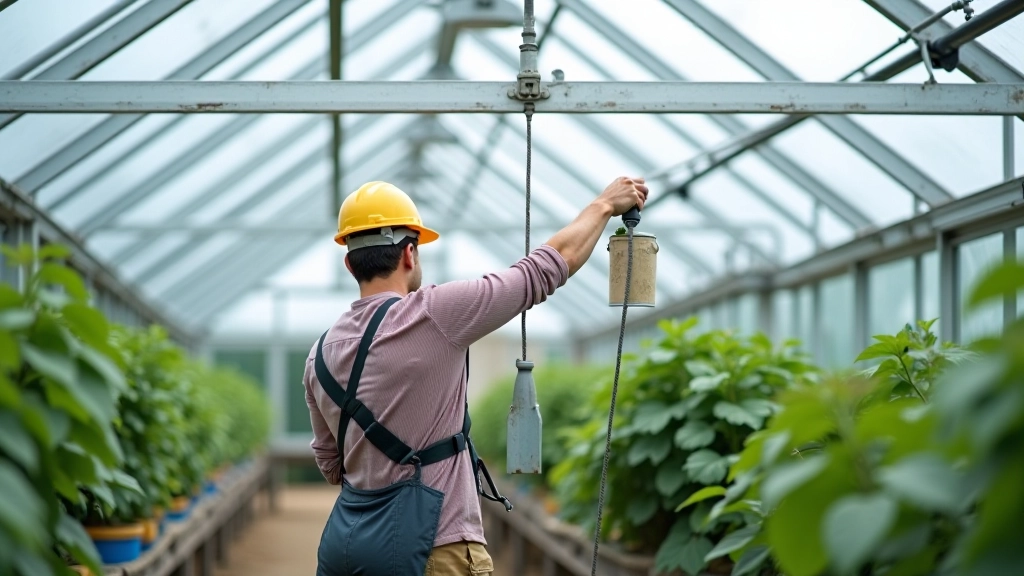 Aluminum greenhouse frame assembly with polycarbonate panels partially installed, showing corner joints and structural details